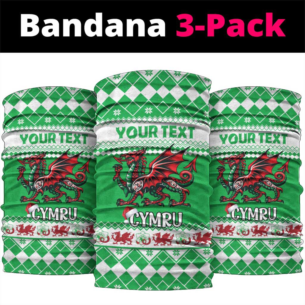 Personalized Wales Christmas Dragon Neck Gaiter Nadolig Llawen Green Version LT18