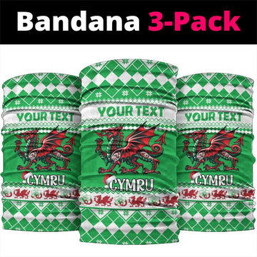 Personalized Wales Christmas Dragon Neck Gaiter Nadolig Llawen Green Version LT18