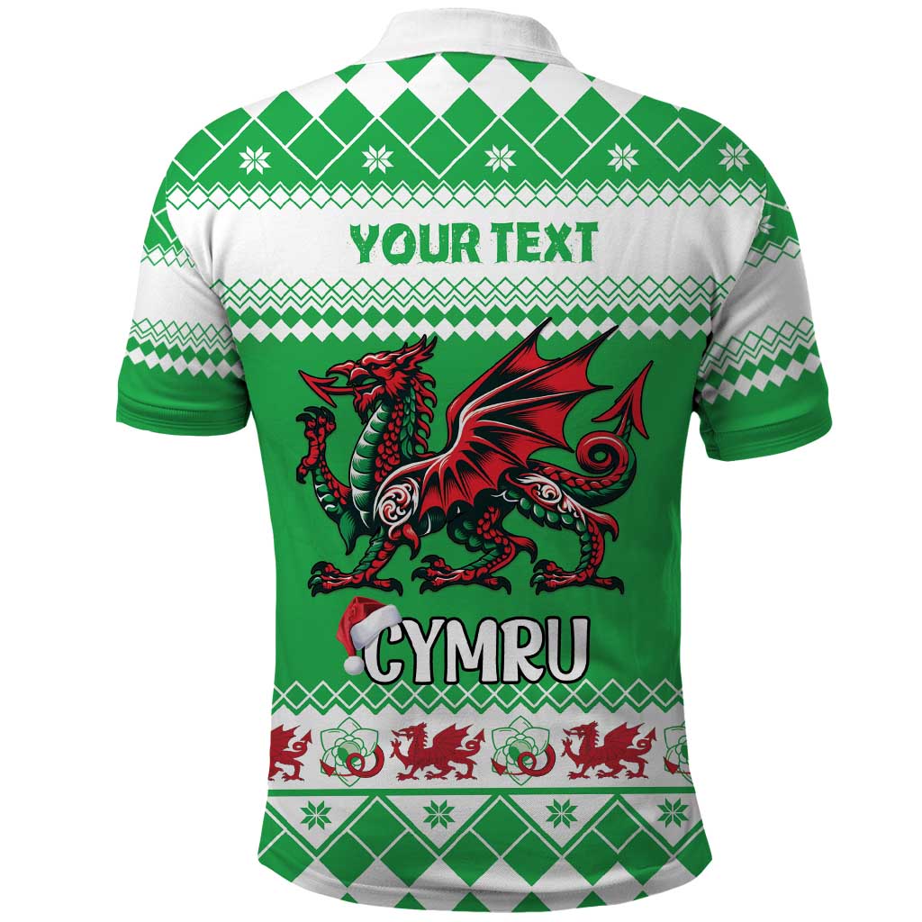 Personalized Wales Christmas Dragon Polo Shirt Nadolig Llawen Green Version LT18