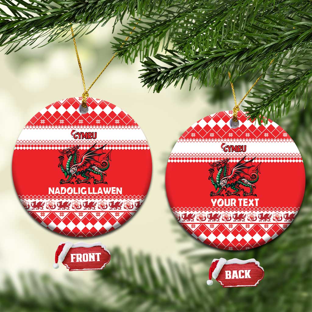 Personalized Wales Christmas Dragon Ceramic Ornament Nadolig Llawen Red Version LT18