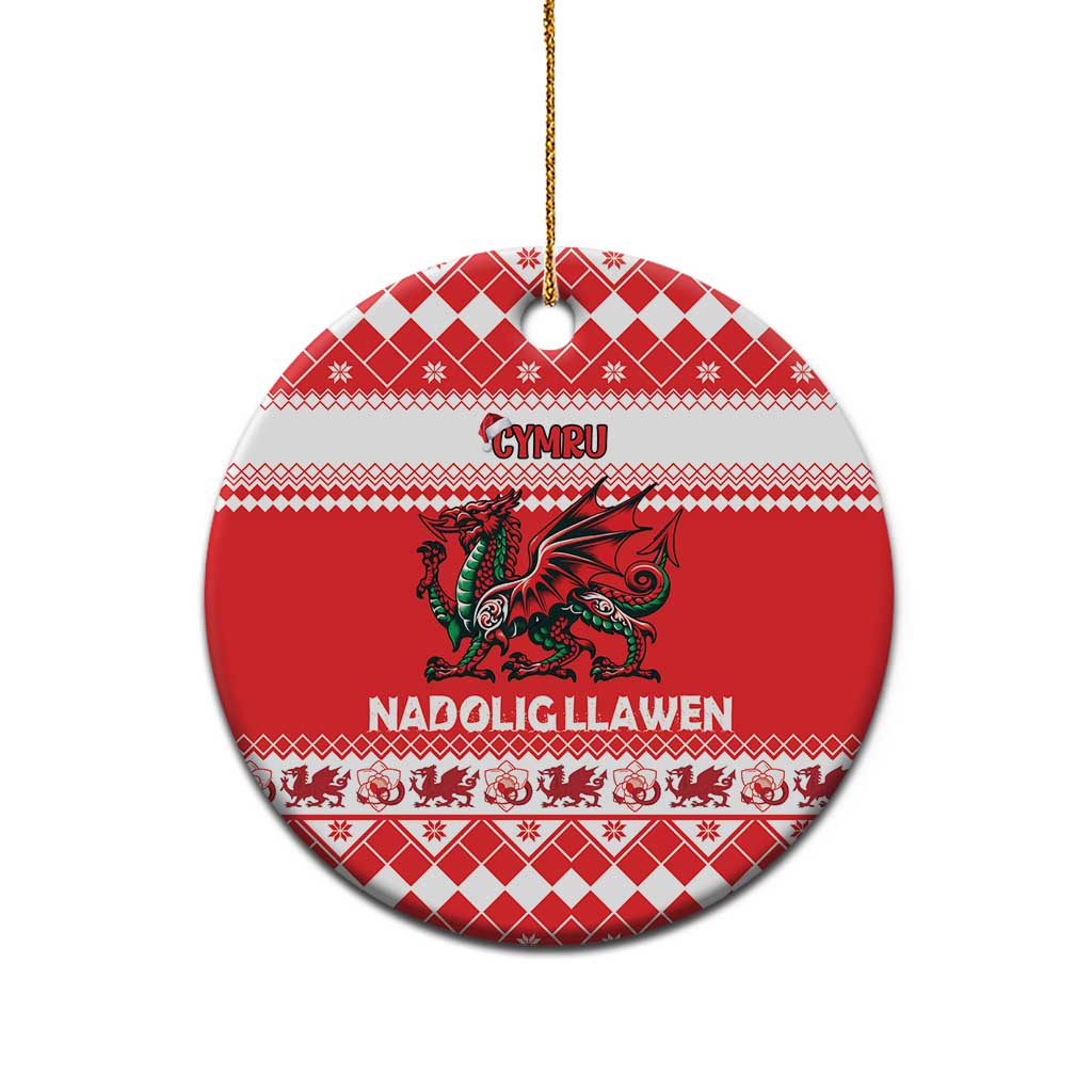 Personalized Wales Christmas Dragon Ceramic Ornament Nadolig Llawen Red Version LT18