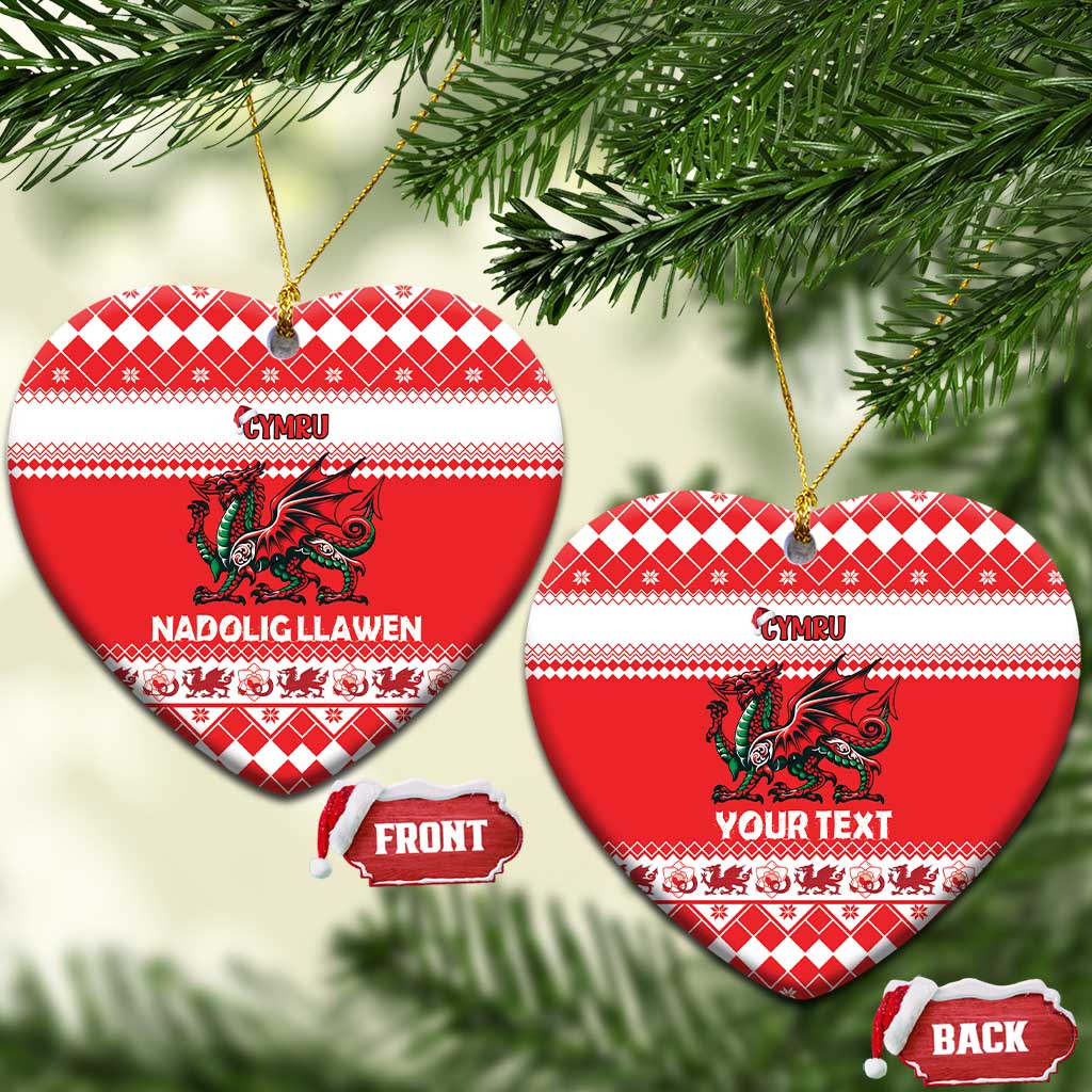 Personalized Wales Christmas Dragon Ceramic Ornament Nadolig Llawen Red Version LT18