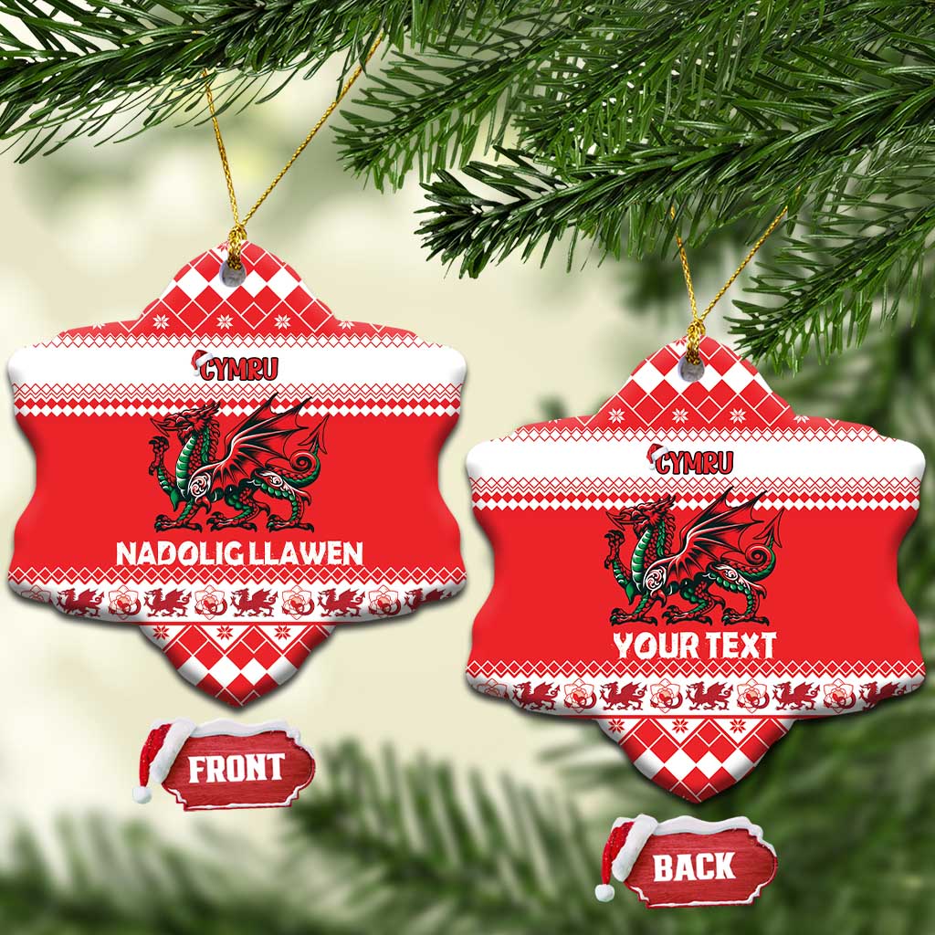 Personalized Wales Christmas Dragon Ceramic Ornament Nadolig Llawen Red Version LT18