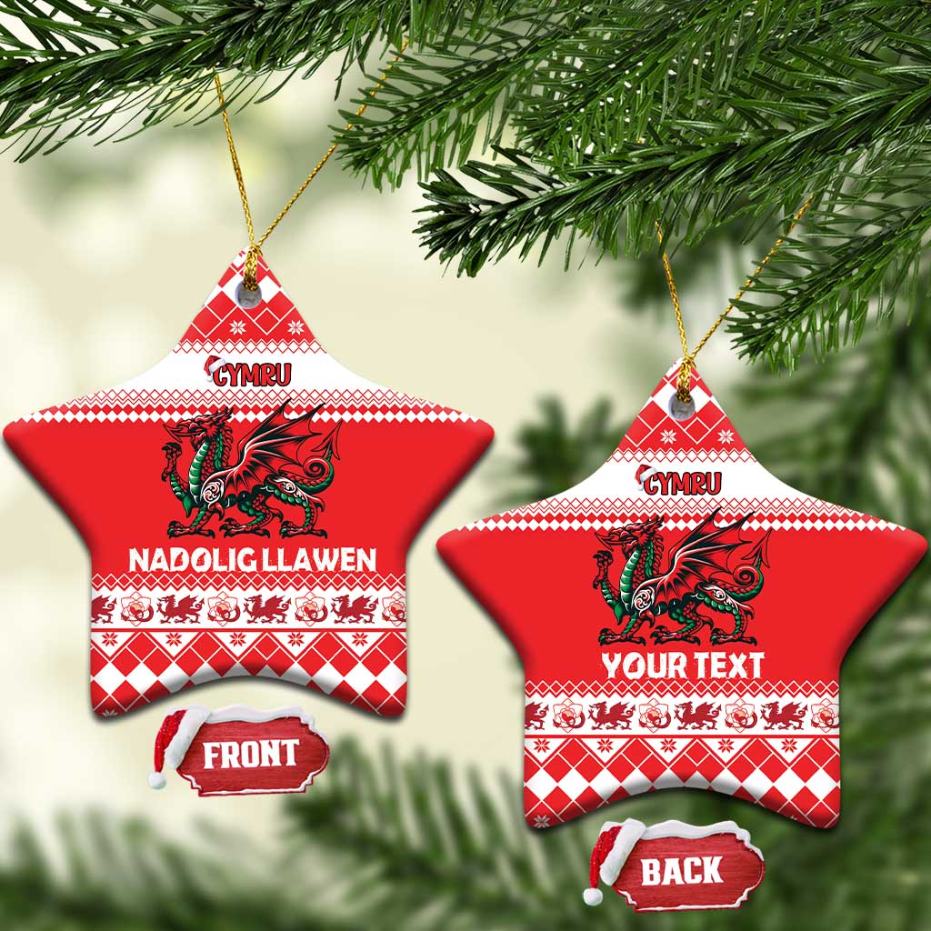 Personalized Wales Christmas Dragon Ceramic Ornament Nadolig Llawen Red Version LT18