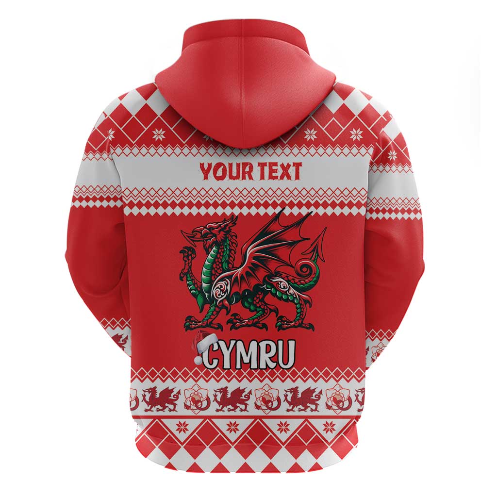 Personalized Wales Christmas Dragon Hoodie Nadolig Llawen Red Version LT18