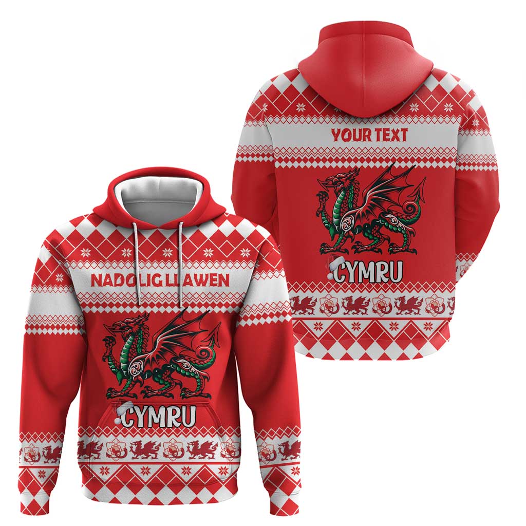Personalized Wales Christmas Dragon Hoodie Nadolig Llawen Red Version LT18