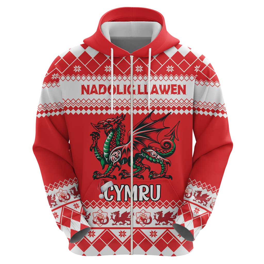 Personalized Wales Christmas Dragon Hoodie Nadolig Llawen Red Version LT18
