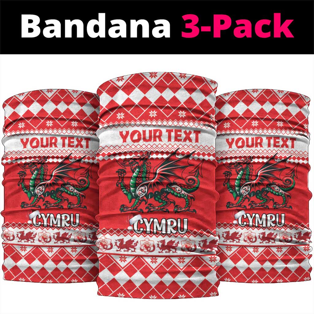Personalized Wales Christmas Dragon Neck Gaiter Nadolig Llawen Red Version LT18