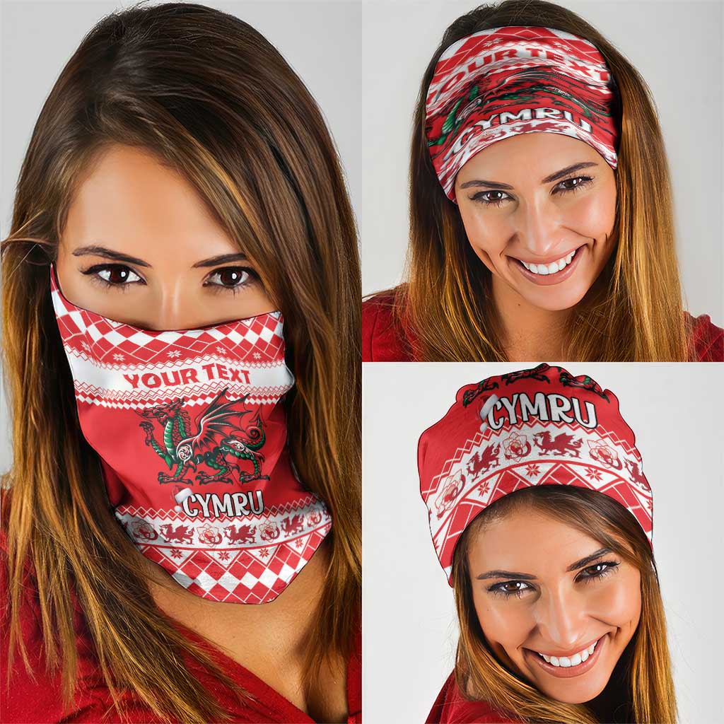 Personalized Wales Christmas Dragon Neck Gaiter Nadolig Llawen Red Version LT18