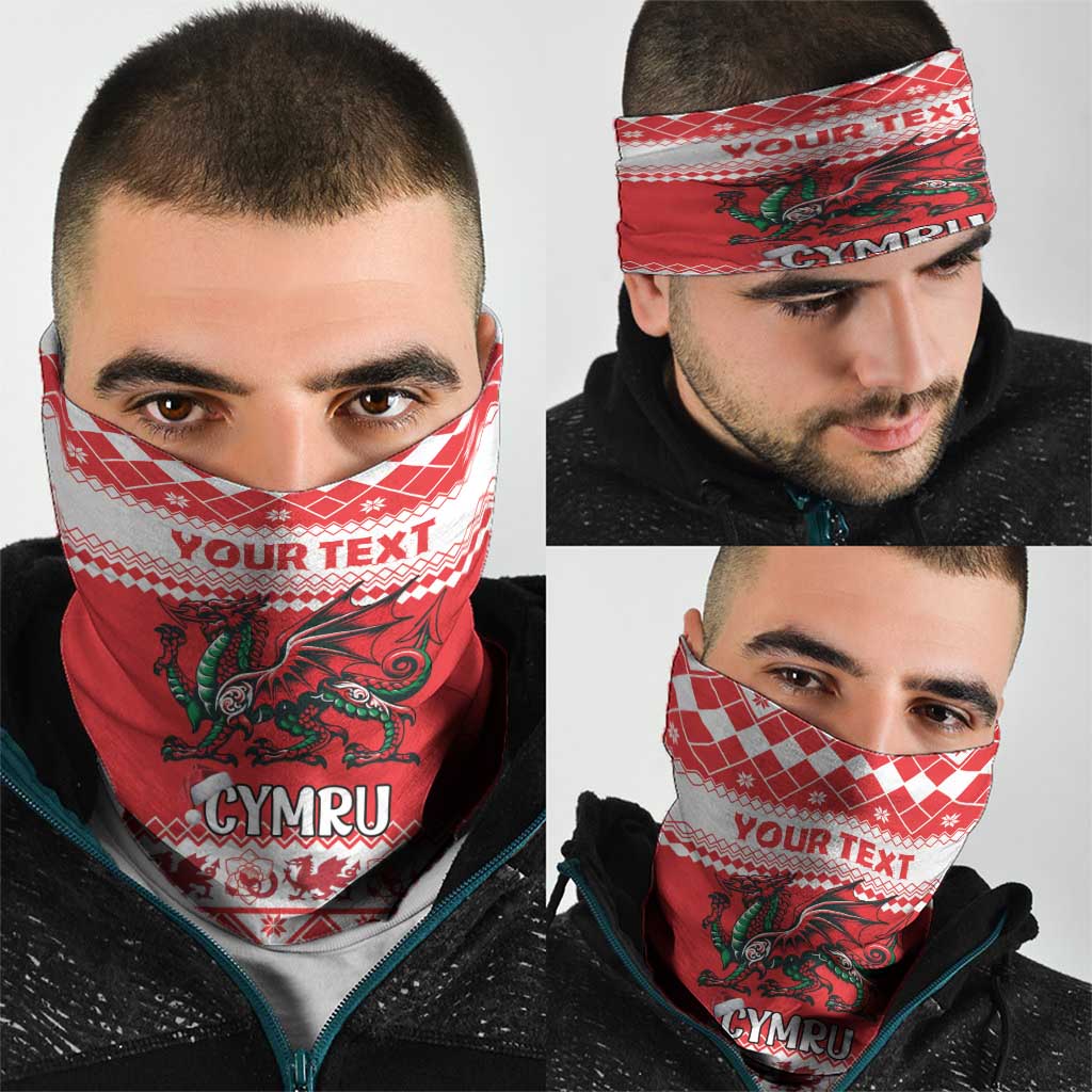 Personalized Wales Christmas Dragon Neck Gaiter Nadolig Llawen Red Version LT18