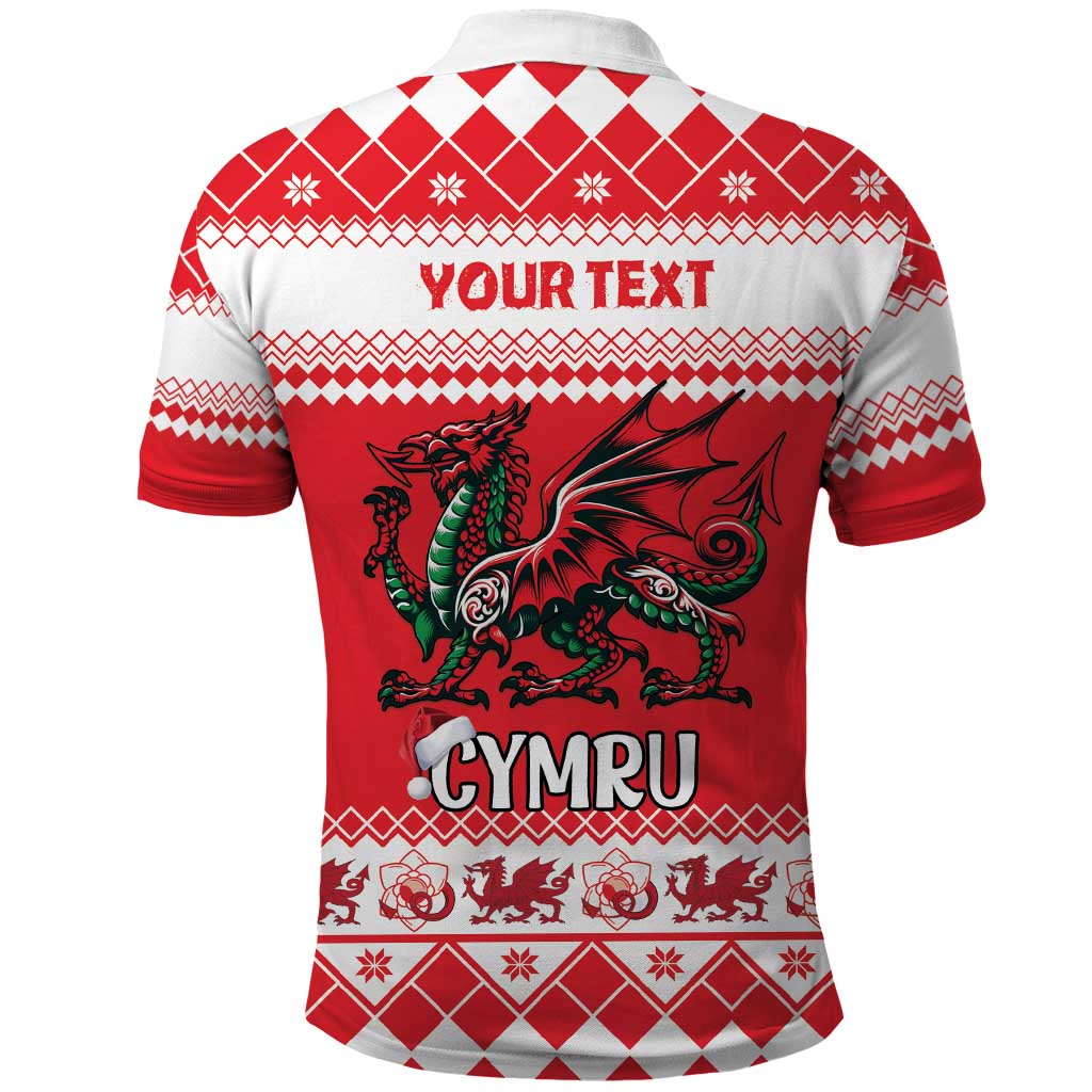 Personalized Wales Christmas Dragon Polo Shirt Nadolig Llawen Red Version LT18