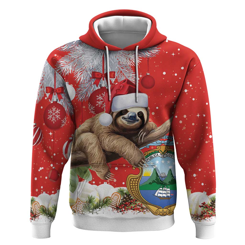 Christmas Costa Rica Hoodie A Cheerful Sloth Wearing a Santa Hat LT18