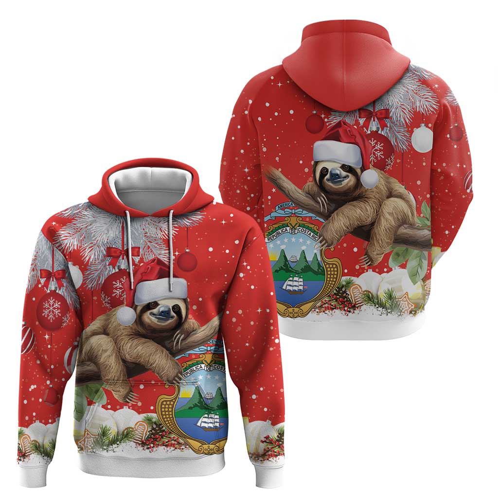 Christmas Costa Rica Hoodie A Cheerful Sloth Wearing a Santa Hat LT18