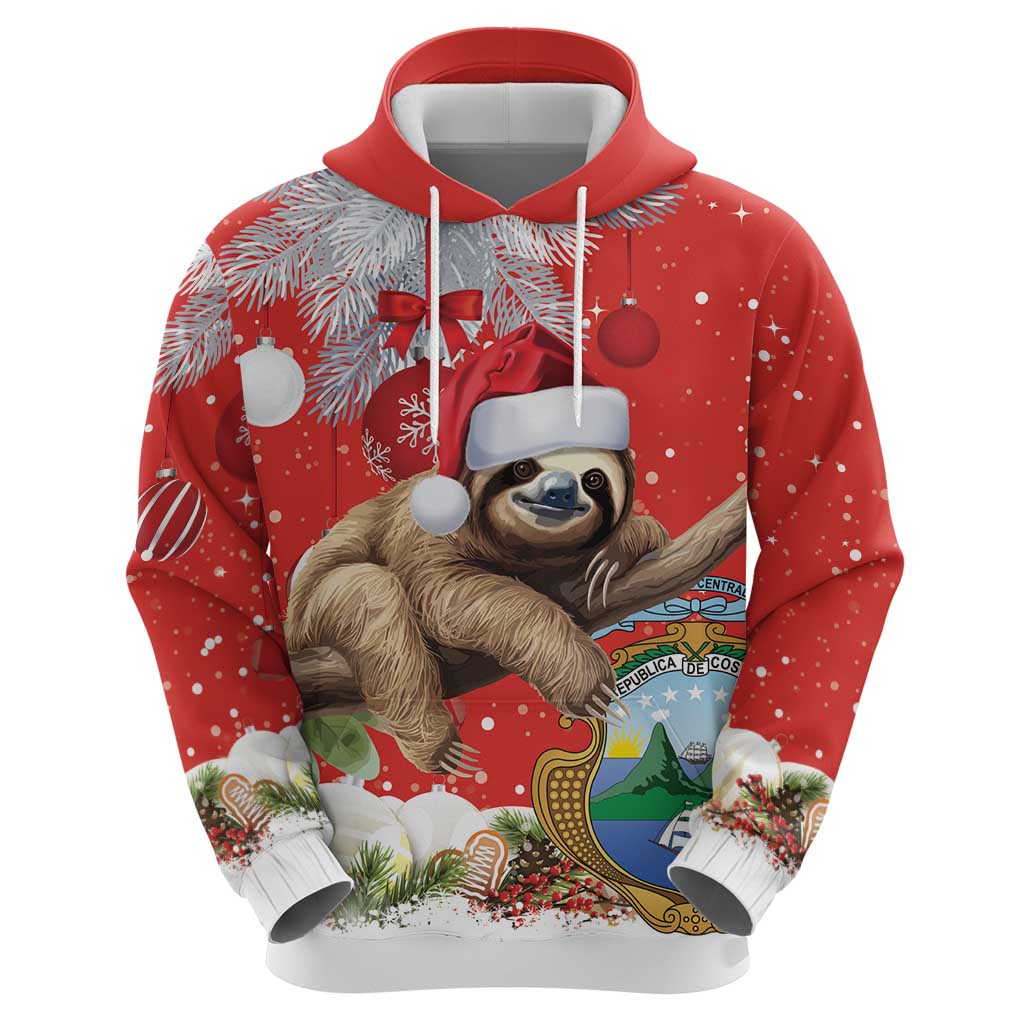 Christmas Costa Rica Hoodie A Cheerful Sloth Wearing a Santa Hat LT18