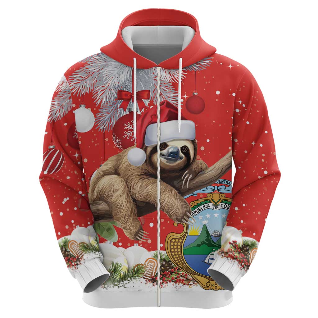 Christmas Costa Rica Hoodie A Cheerful Sloth Wearing a Santa Hat LT18