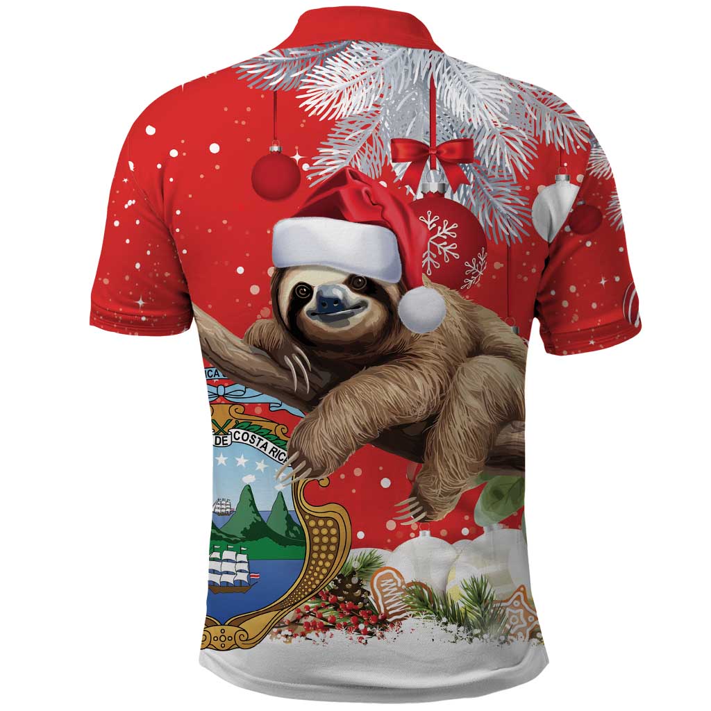 Christmas Costa Rica Polo Shirt A Cheerful Sloth Wearing a Santa Hat LT18