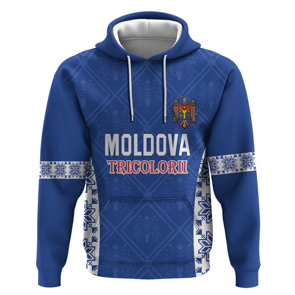 Custom Moldova Football Hoodie Tricolorii Tree Of Life Blue Version LT18