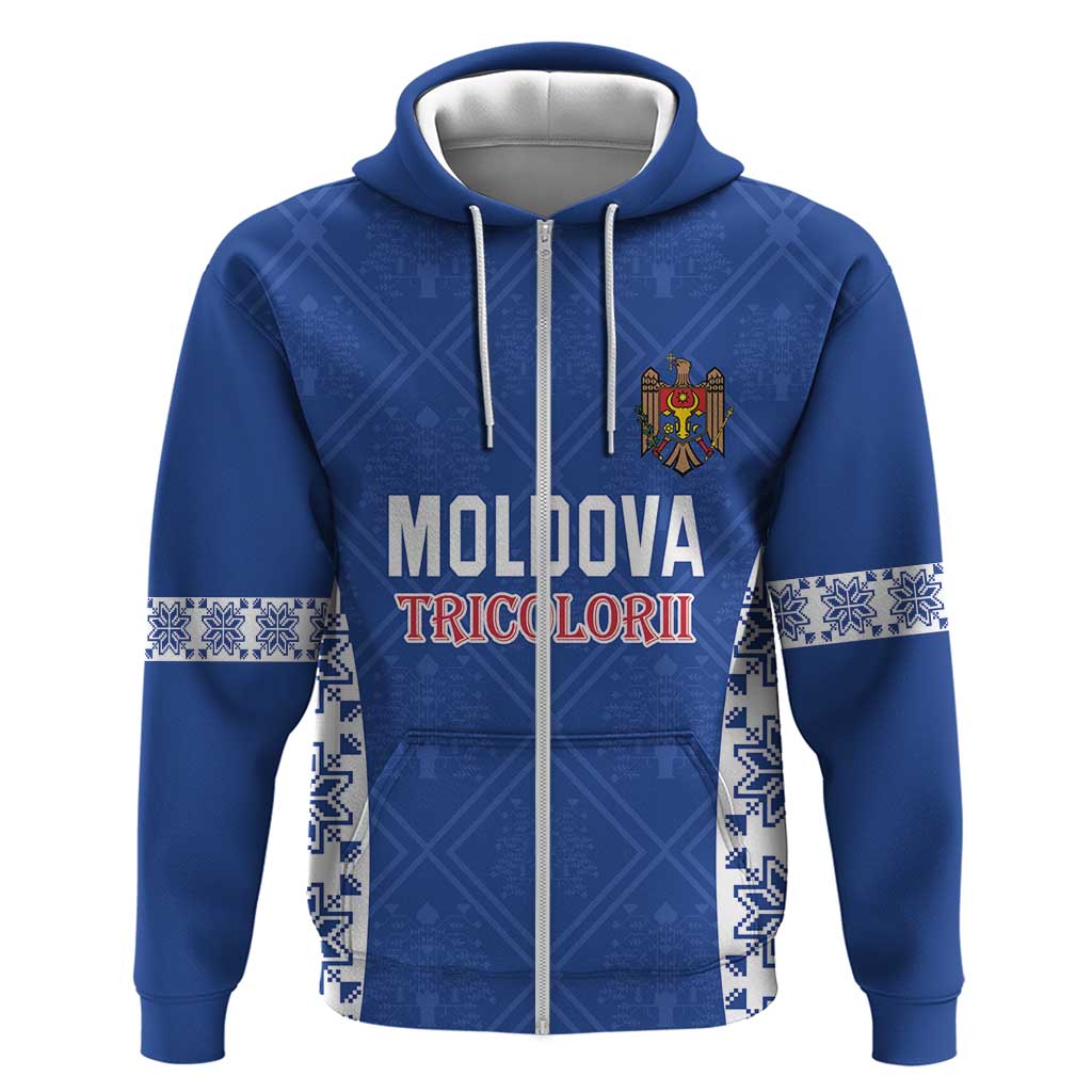 Custom Moldova Football Hoodie Tricolorii Tree Of Life Blue Version LT18