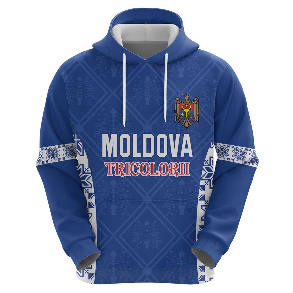 Custom Moldova Football Hoodie Tricolorii Tree Of Life Blue Version LT18