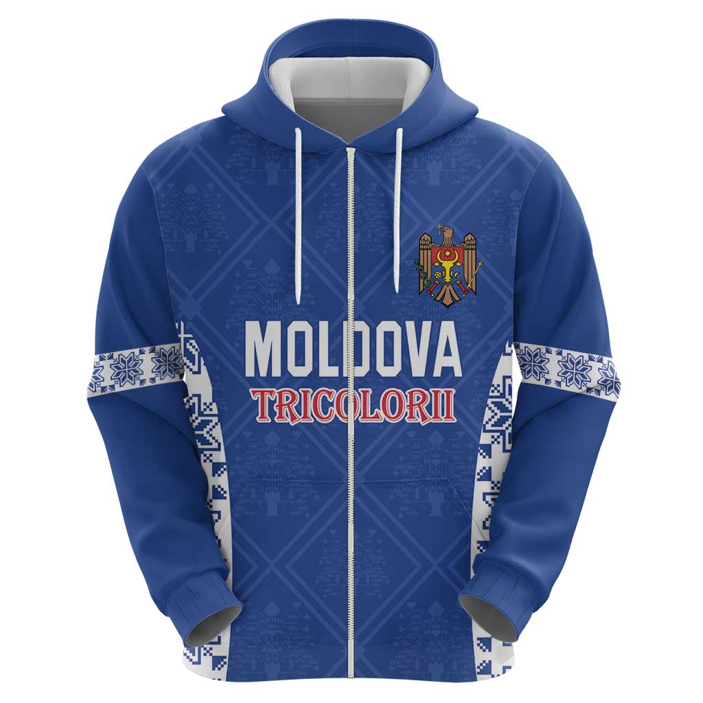 Custom Moldova Football Hoodie Tricolorii Tree Of Life Blue Version LT18