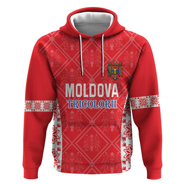 Custom Moldova Football Hoodie Tricolorii Tree Of Life Red Version LT18