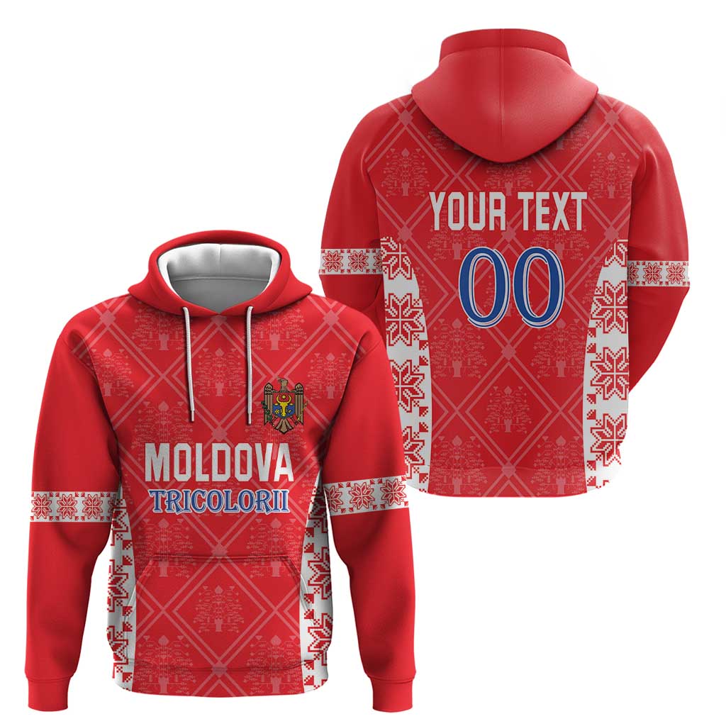 Custom Moldova Football Hoodie Tricolorii Tree Of Life Red Version LT18
