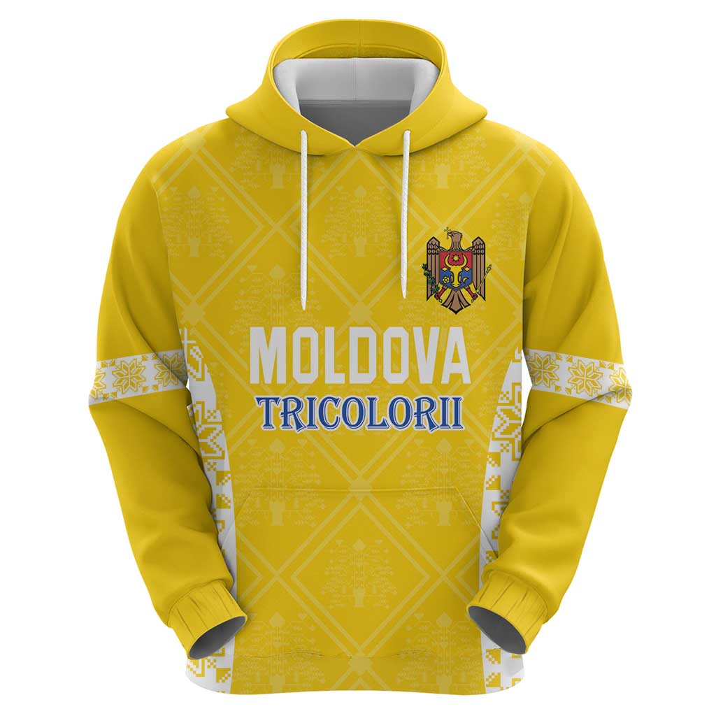 Custom Moldova Football Hoodie Tricolorii Tree Of Life Yellow Version LT18