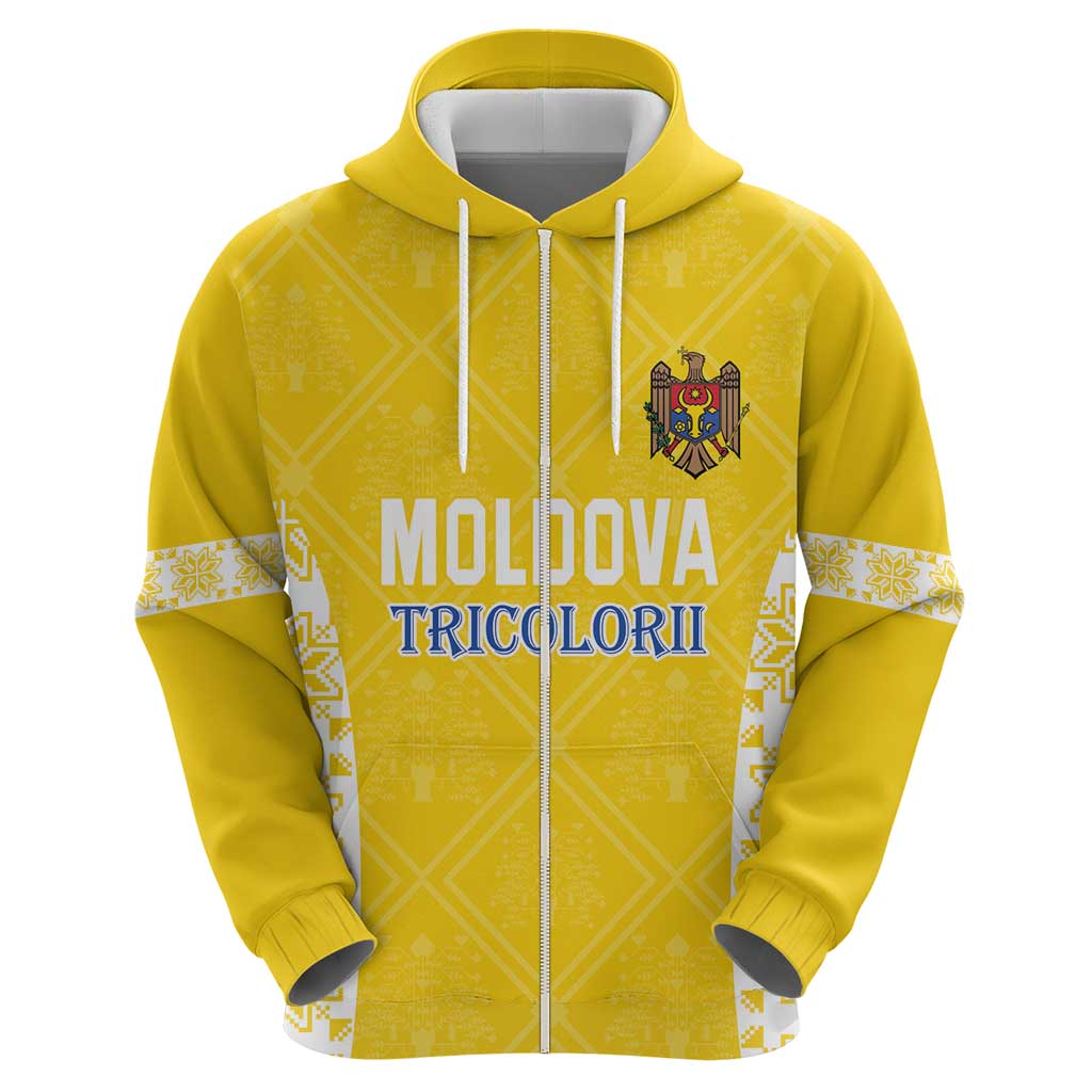Custom Moldova Football Hoodie Tricolorii Tree Of Life Yellow Version LT18