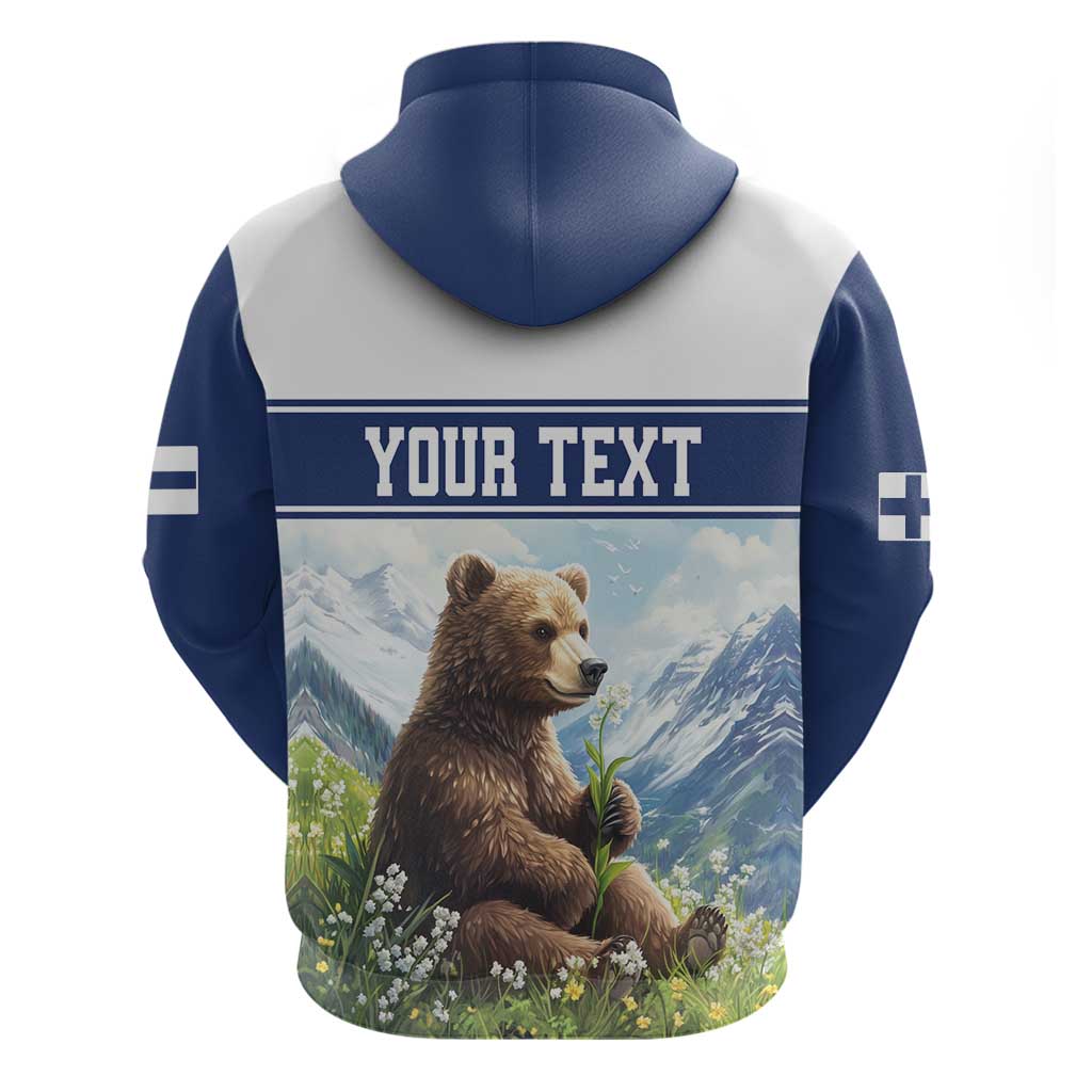 Personalized Finland Hoodie Brown Bear With Lily Of The Valley LT18