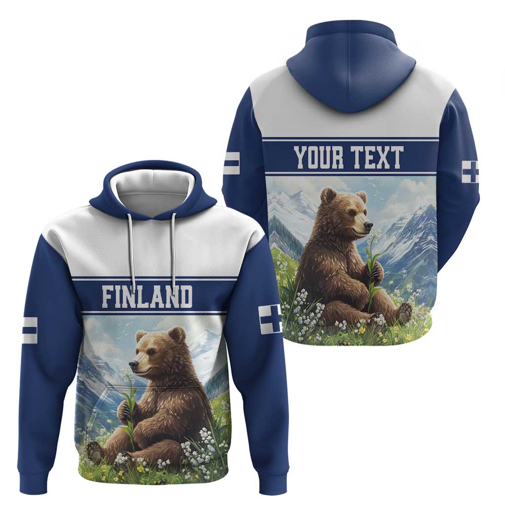 Personalized Finland Hoodie Brown Bear With Lily Of The Valley LT18