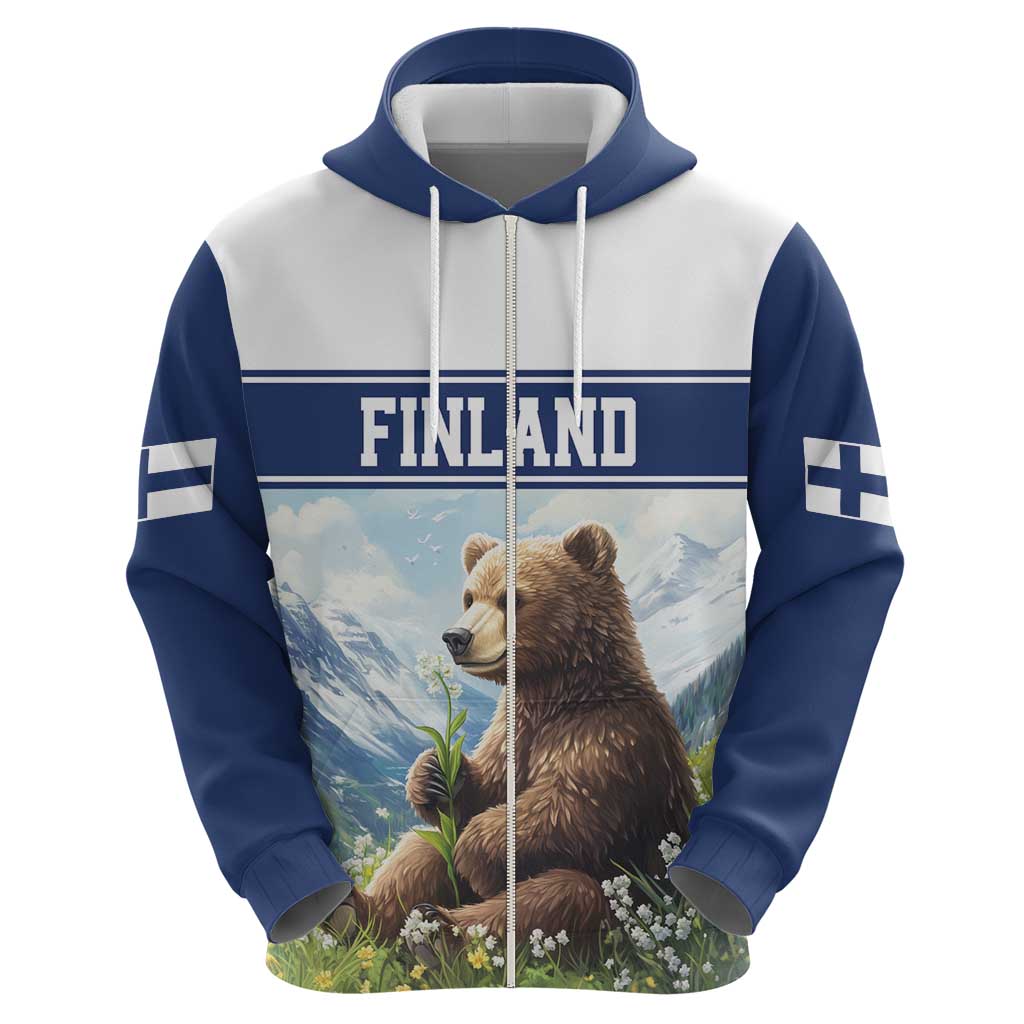 Personalized Finland Hoodie Brown Bear With Lily Of The Valley LT18
