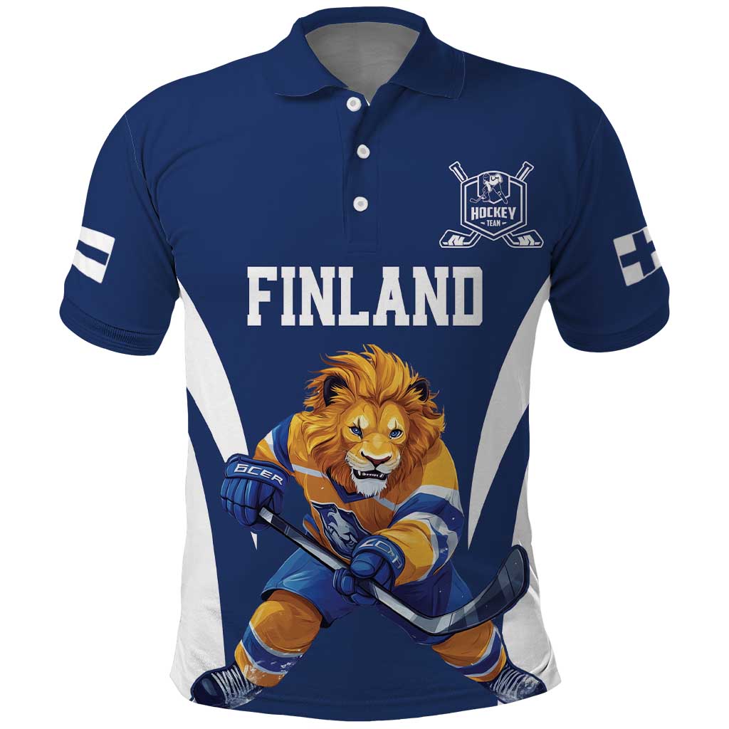 Custom Finland Hockey Polo Shirt Suomi Leijonat Mascot LT18
