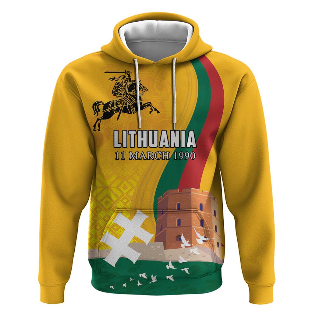 Personalized Lithuania Independence Restoration Day Hoodie Gediminas Tower Flag Style LT18