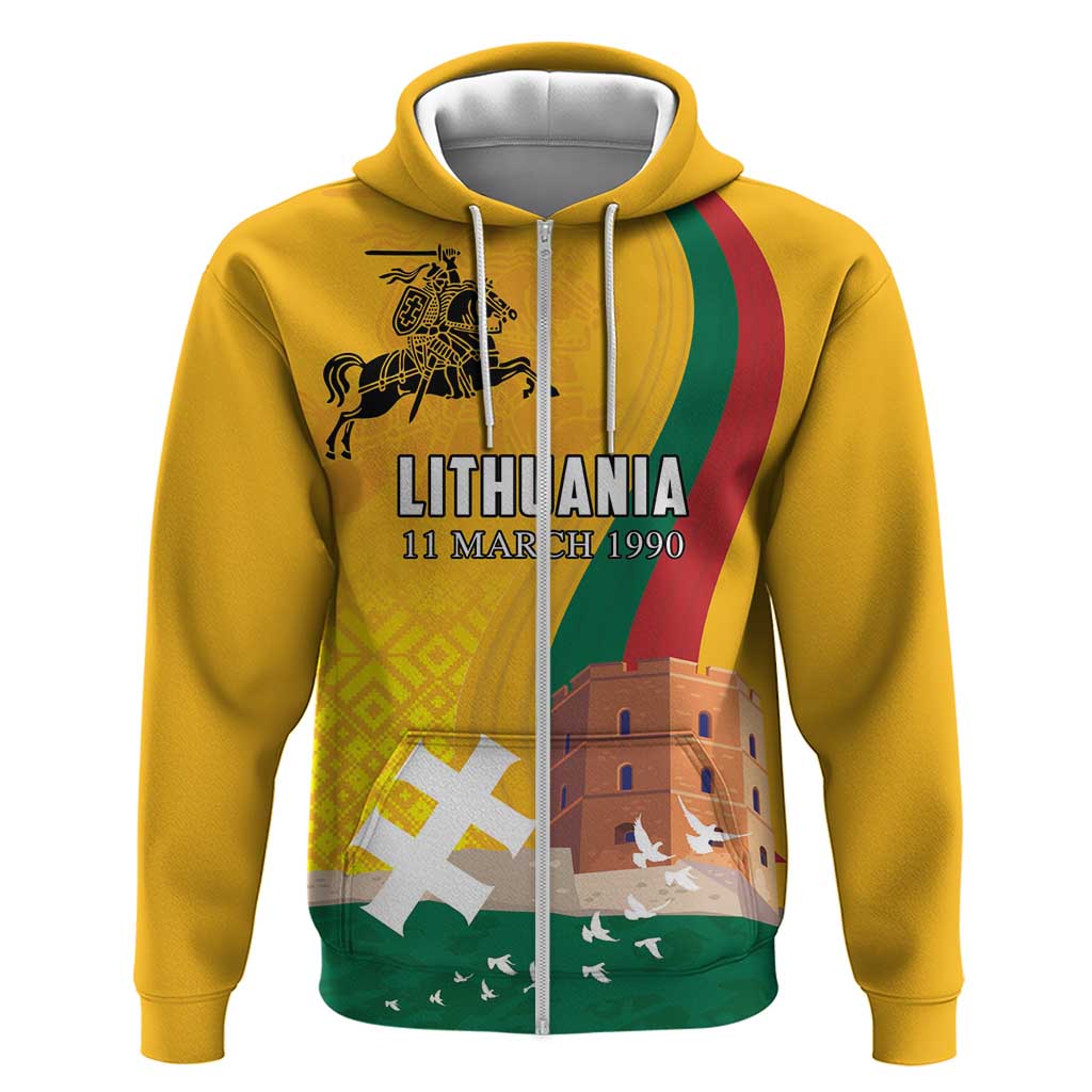 Personalized Lithuania Independence Restoration Day Hoodie Gediminas Tower Flag Style LT18
