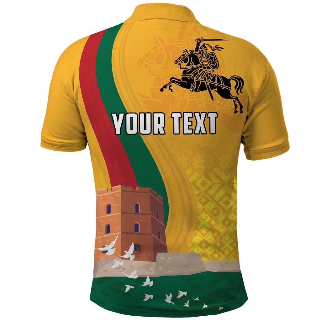 Personalized Lithuania Independence Restoration Day Polo Shirt Gediminas Tower Flag Style LT18