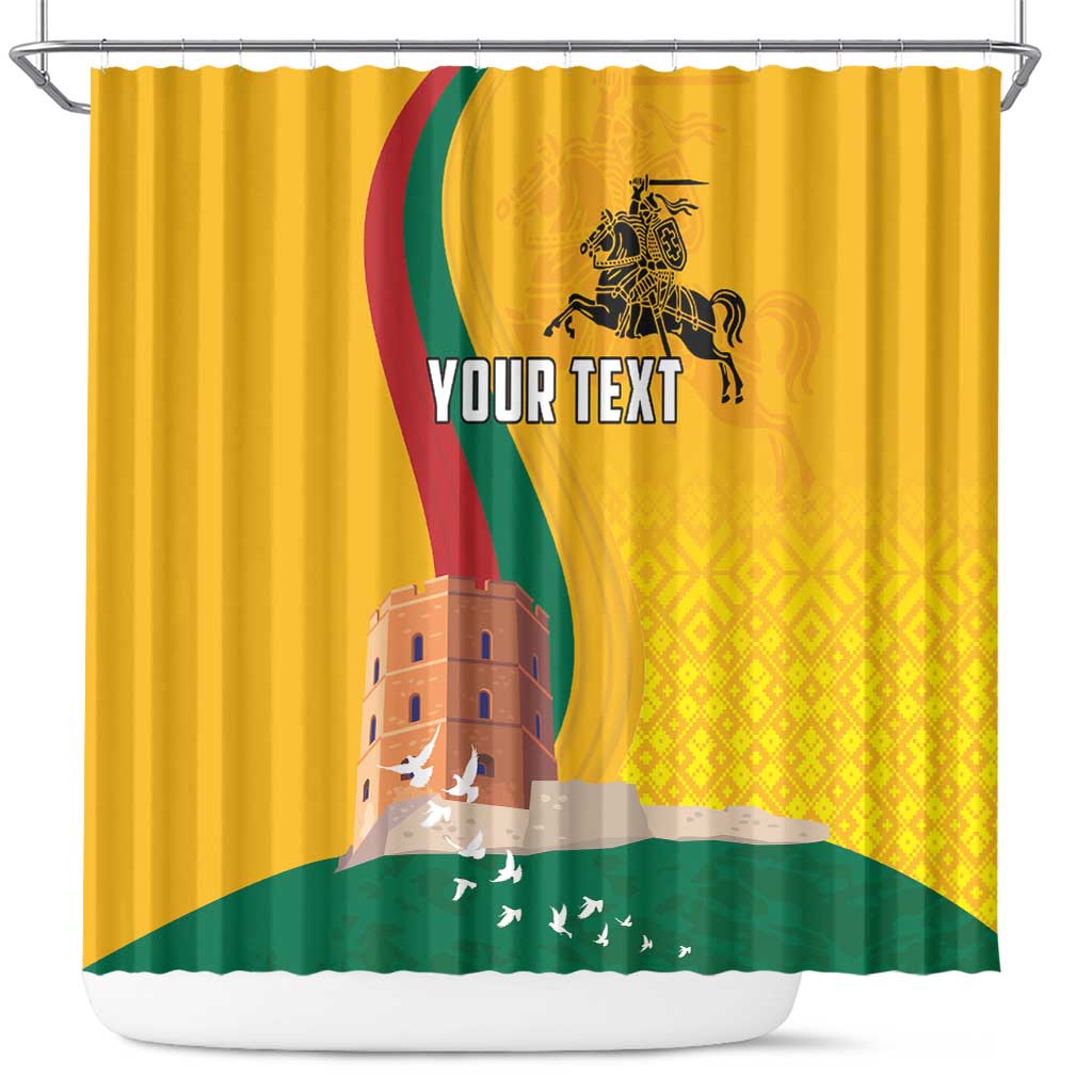 Personalized Lithuania Independence Restoration Day Shower Curtain Gediminas Tower Flag Style LT18
