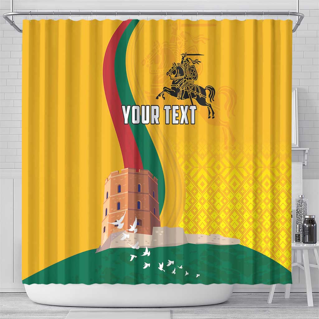 Personalized Lithuania Independence Restoration Day Shower Curtain Gediminas Tower Flag Style LT18