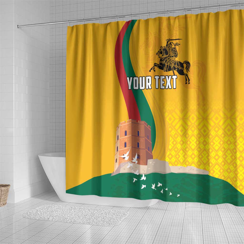 Personalized Lithuania Independence Restoration Day Shower Curtain Gediminas Tower Flag Style LT18