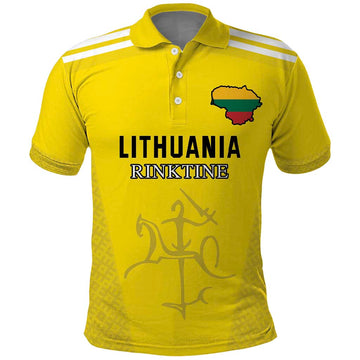 Custom Lithuania Football Polo Shirt Vytis Lithuanian Lietuva Yellow Version LT18