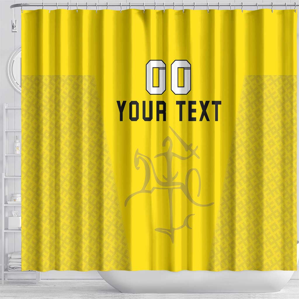 Custom Lithuania Football Shower Curtain Vytis Lithuanian Lietuva Yellow Version LT18