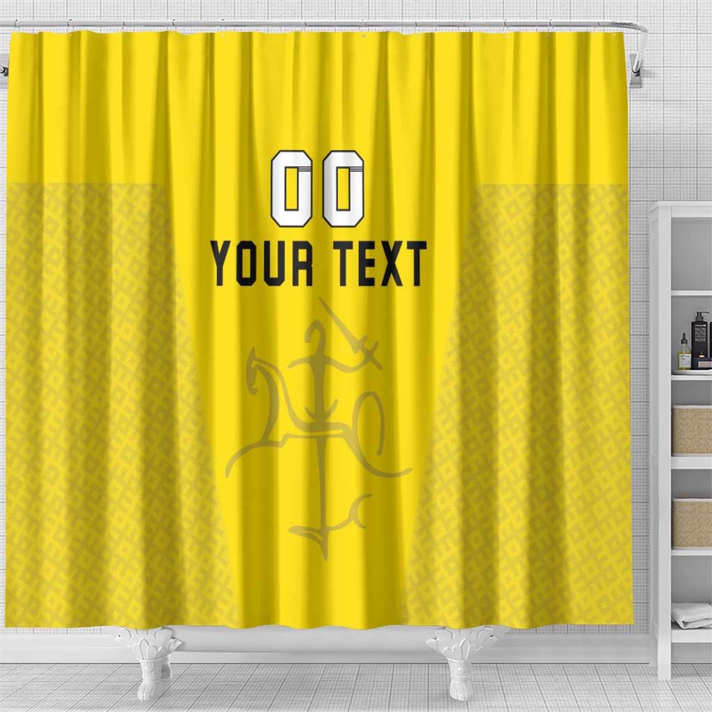 Custom Lithuania Football Shower Curtain Vytis Lithuanian Lietuva Yellow Version LT18