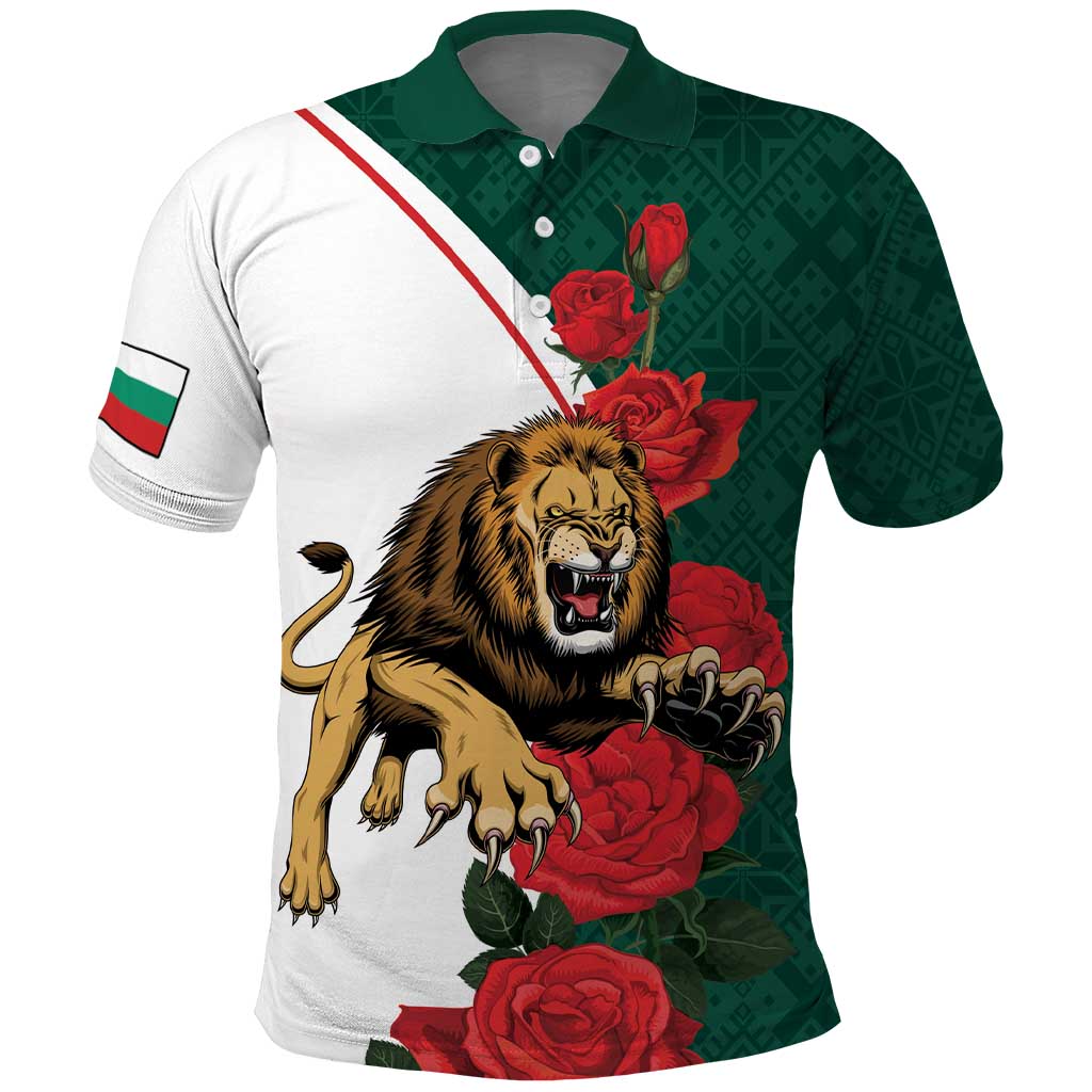 Bulgaria Lion Polo Shirt Folk Patterns With Rose LT18