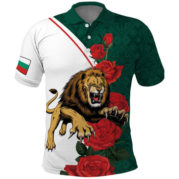 Bulgaria Lion Polo Shirt Folk Patterns With Rose LT18