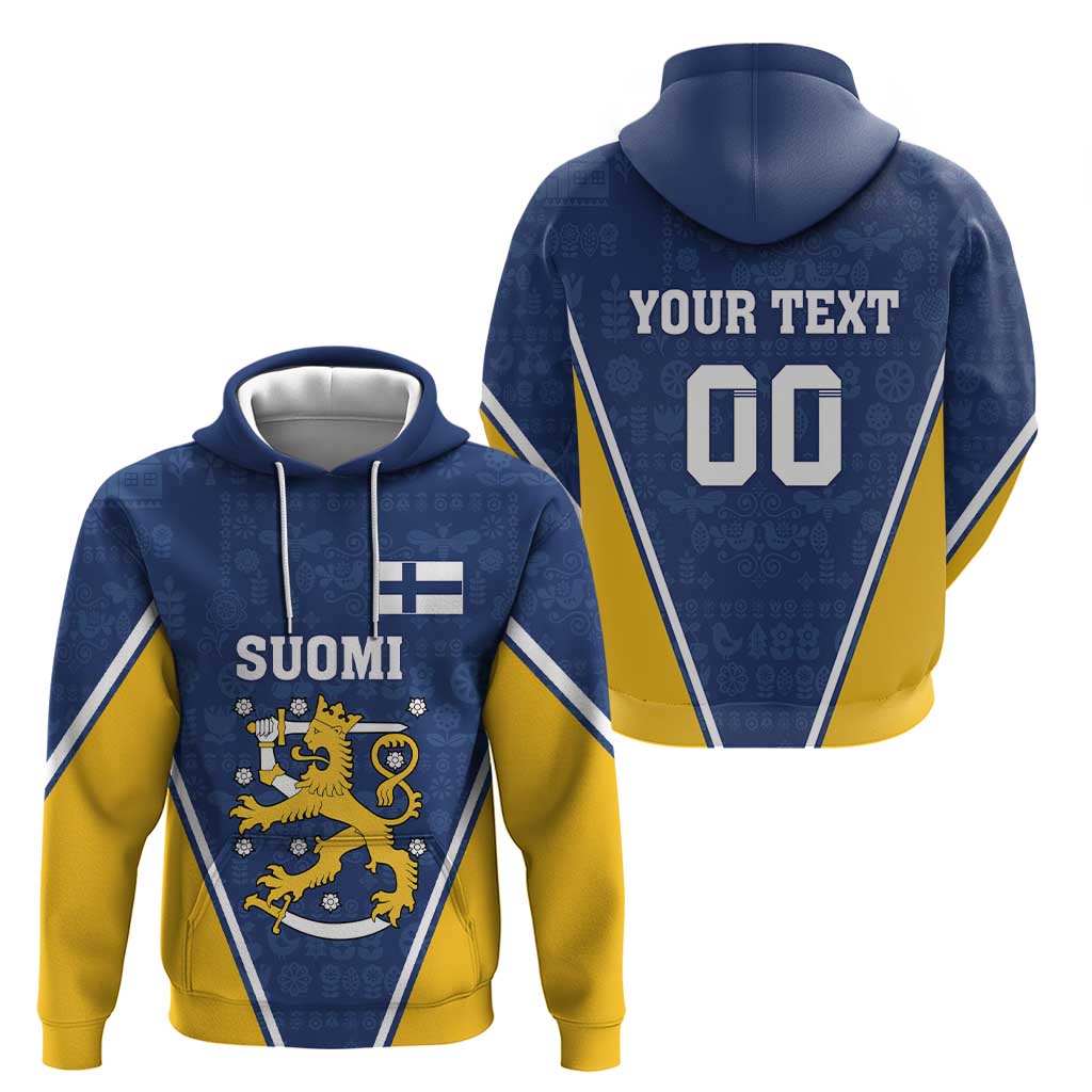 Custom Finland Lion Hoodie Finnish Folk Patterns LT18