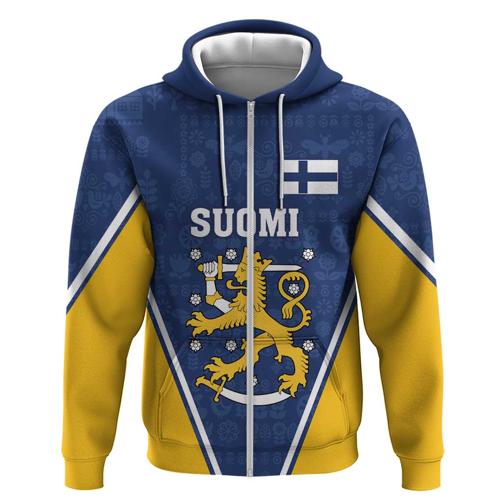 Custom Finland Lion Hoodie Finnish Folk Patterns LT18