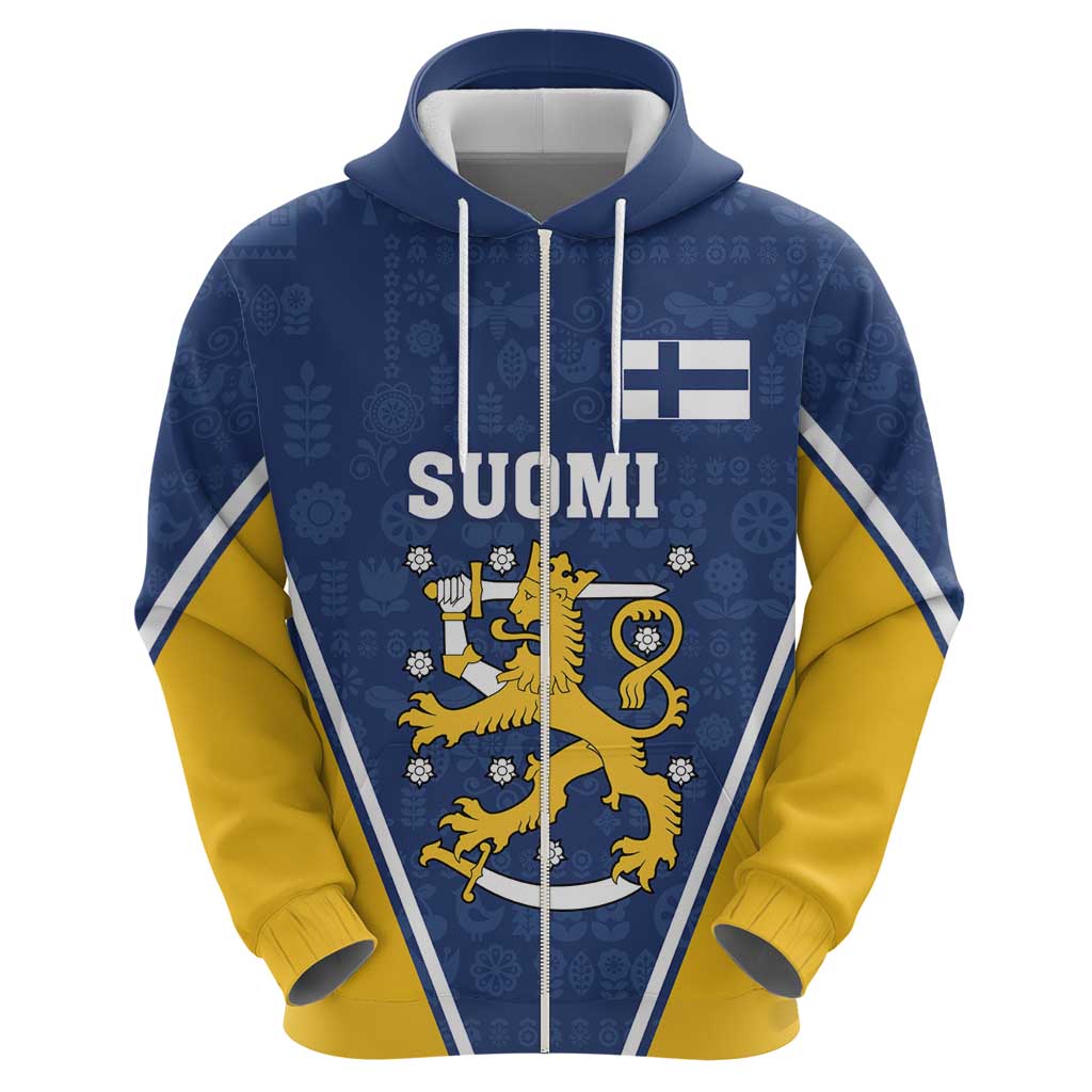 Custom Finland Lion Hoodie Finnish Folk Patterns LT18