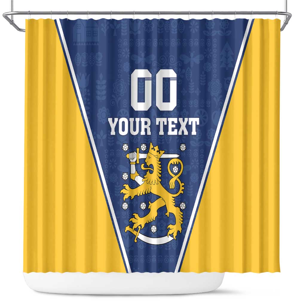 Custom Finland Lion Shower Curtain Finnish Folk Patterns LT18
