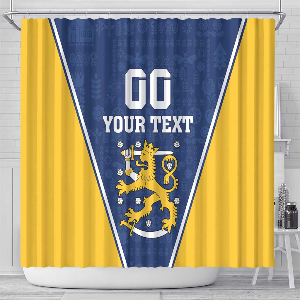 Custom Finland Lion Shower Curtain Finnish Folk Patterns LT18