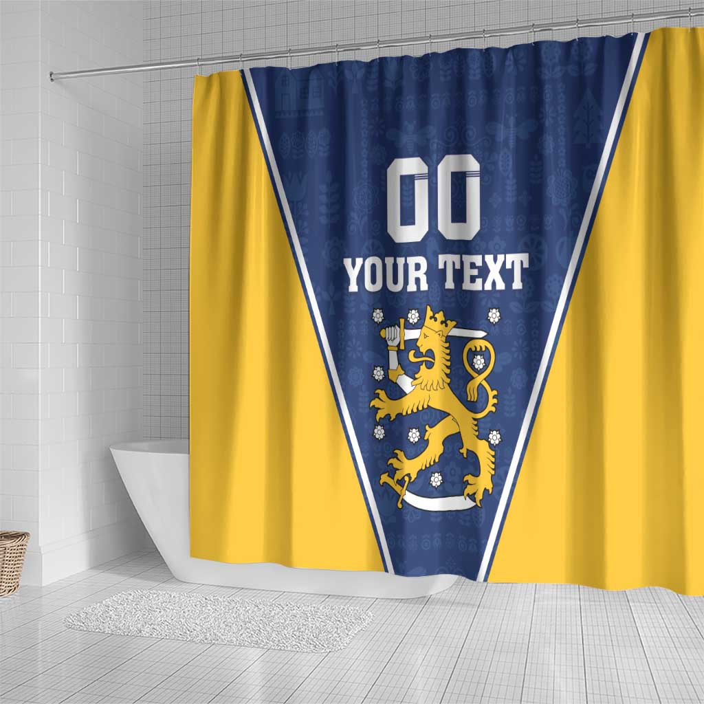 Custom Finland Lion Shower Curtain Finnish Folk Patterns LT18