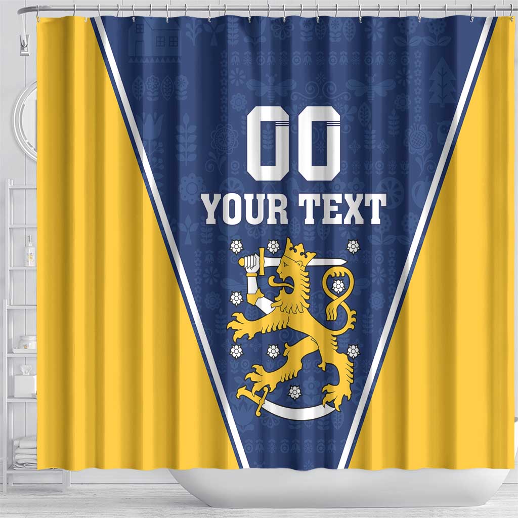 Custom Finland Lion Shower Curtain Finnish Folk Patterns LT18
